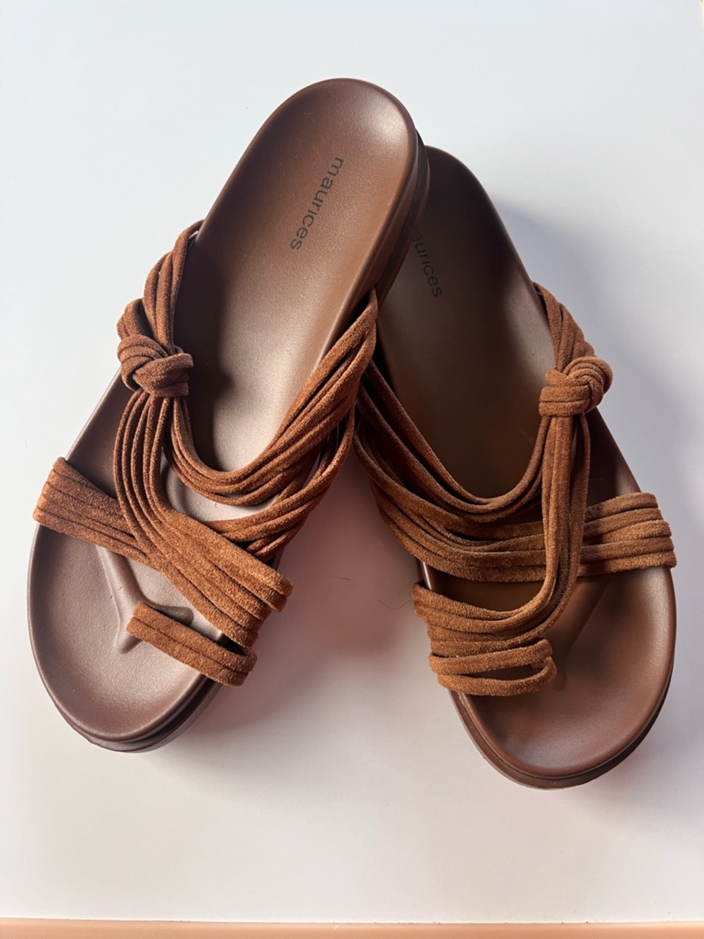 Maurices Tan Braided Multi-Strap Slide Sandals